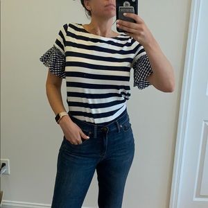 J crew striped and gingham top